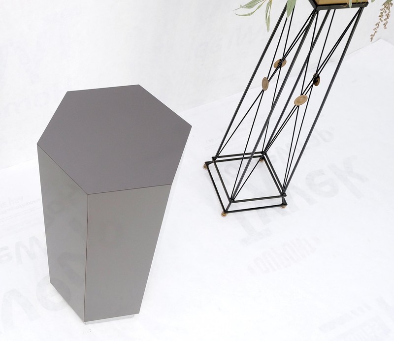 Grey Laminate Aluminum Base Hexagon Shape Mid-Century Modern Pedestal gallery