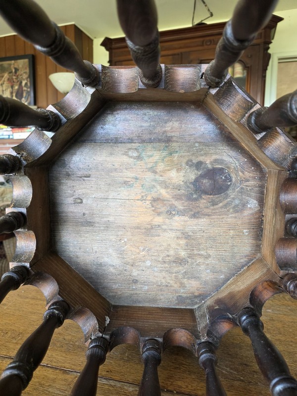 Vintage Octagonal Walnut Side Table Burl Top Turned Legs Traditional Octogon gallery