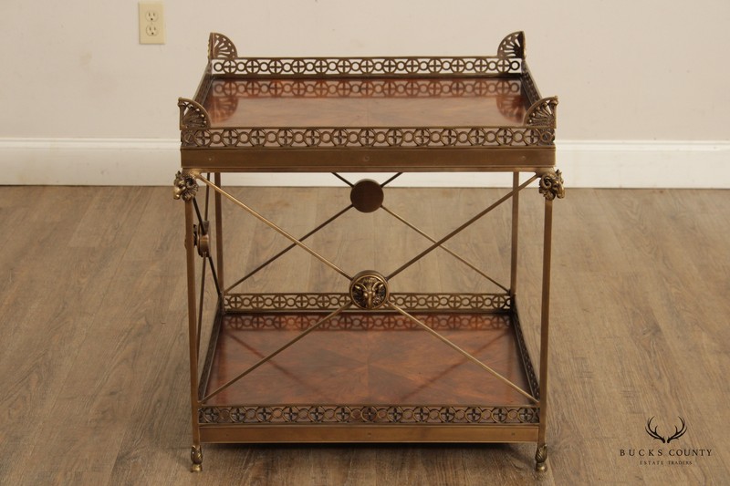 THEODORE ALEXANDER 'ALTHORP' REGENCY STYLE MAHOGANY AND BRASS 2 TIER SIDE TABLE gallery