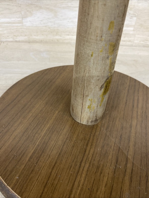 MCM Accent side table shield Vintage veneer/laminate and solid walnut/mahogany gallery