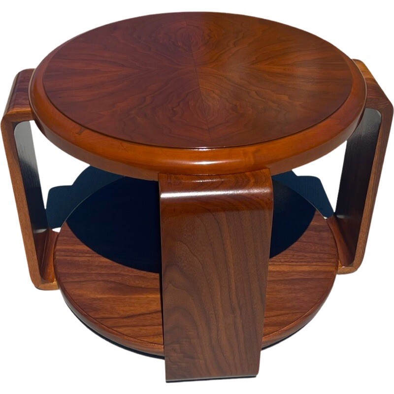 Vintage 1940s Art Deco Solid Walnut Burl Waterfall Coffee Table Streamline 40s gallery