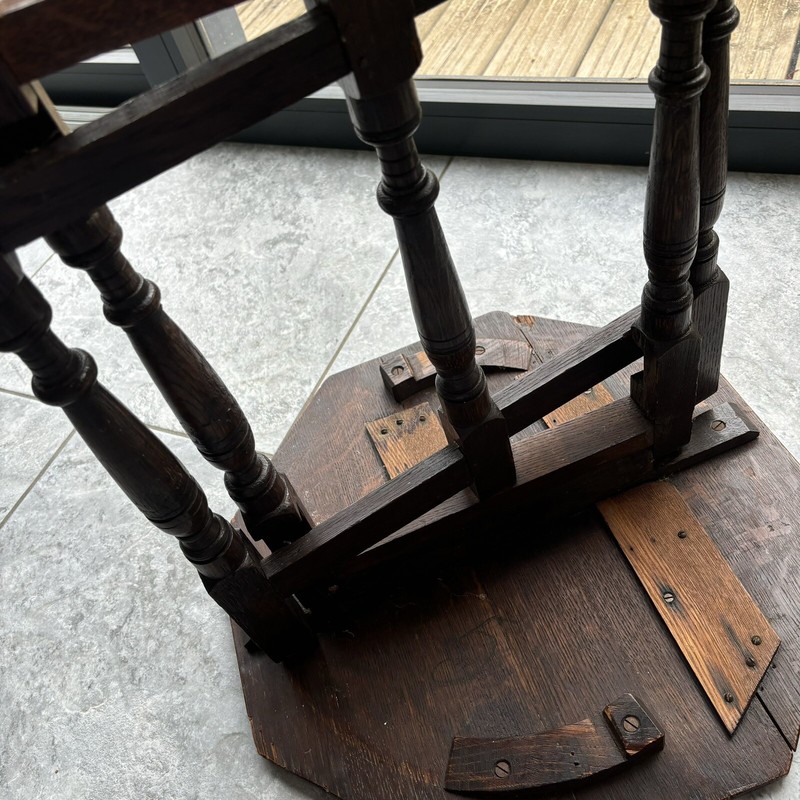 Oak Carved Hexagon Side Table Antique Ornate Foldable Plant Stand gallery