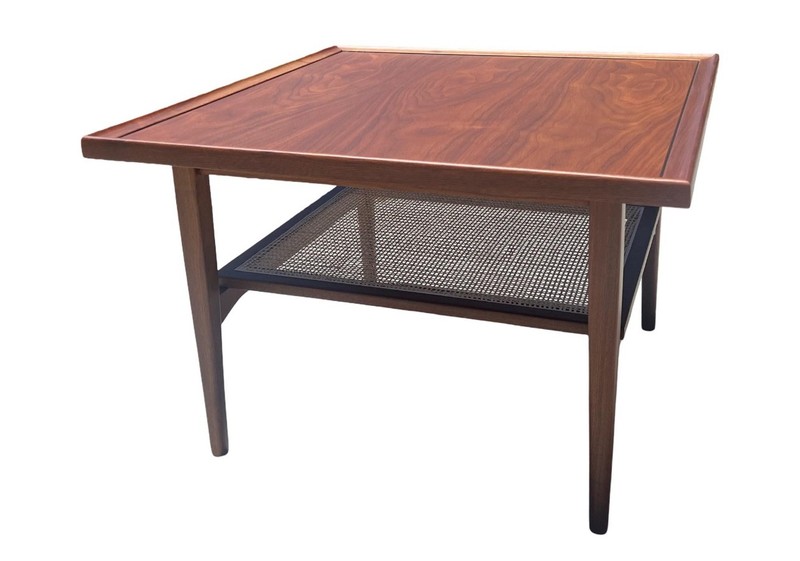 Kipp Stewart Drexel Mid-Century Modern Walnut & Cane Coffee Table gallery