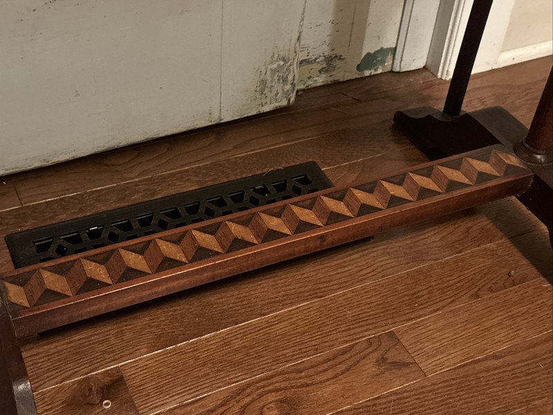 Antique Original Mahogany Wood Inlay End Table. gallery