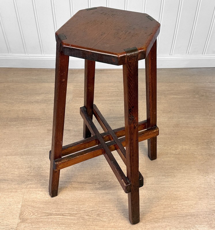 Antique Arts & Crafts Wood Octagonal Plant Stand Table gallery