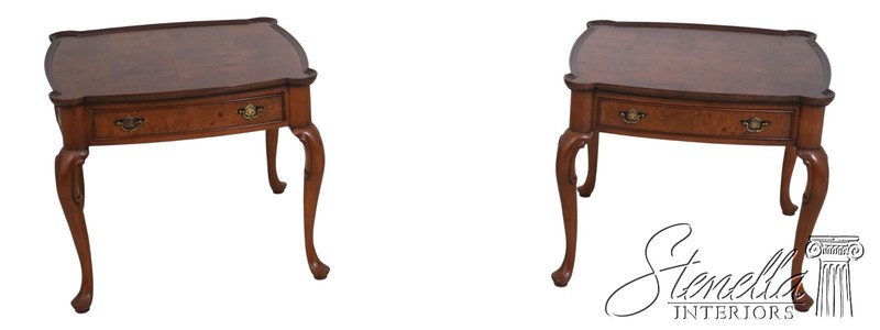 L69331: Pair HEKMAN George III Burl Walnut End Tables