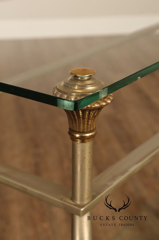 Directoire Style Italian Brass Steel And Glass Two Tier Console Table gallery