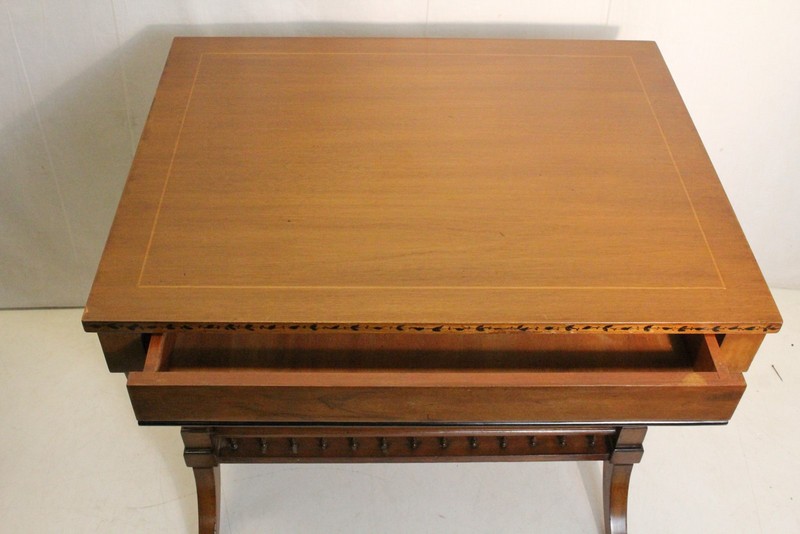 Lovely Regency Style Inlaid Fruitwood Sofa Hallway Table, c. 1940 gallery