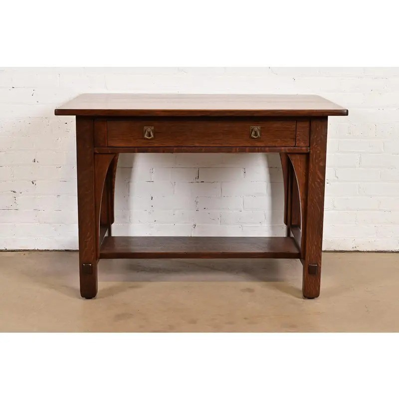 Limbert Antique Mission Oak Arts & Crafts Desk, Newly Refinished gallery