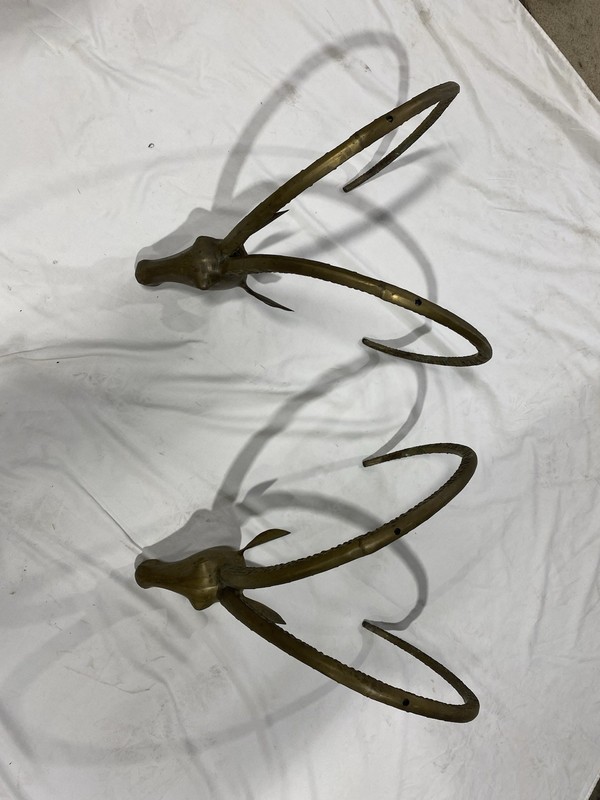 1970’s Vintage Brass Ibex Rams Head Coffee Table