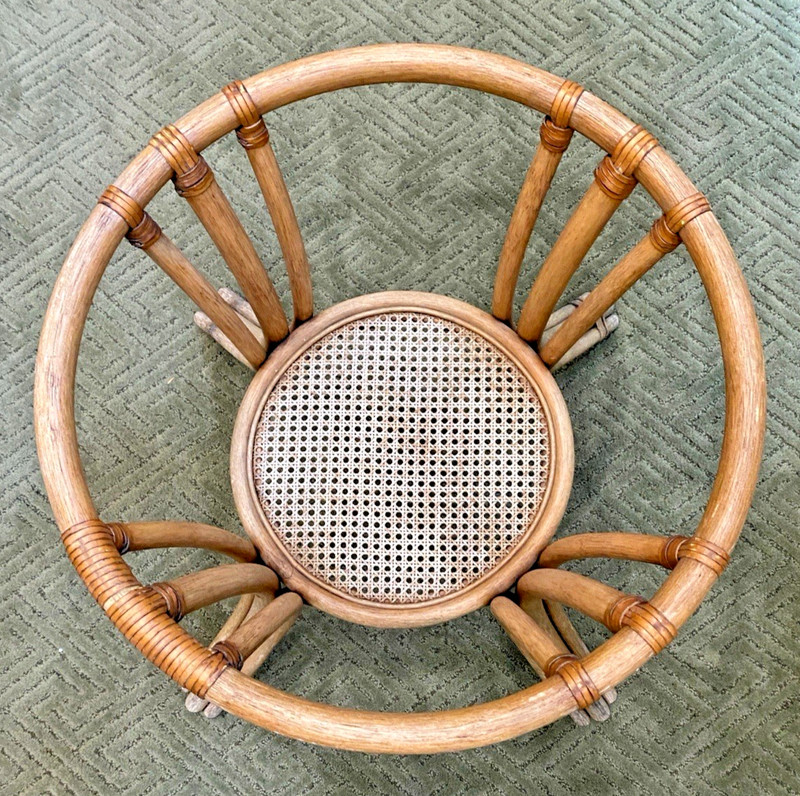 Vtg Palecek Bamboo Rattan Wicker Dinning/Side Table No Glass Top gallery
