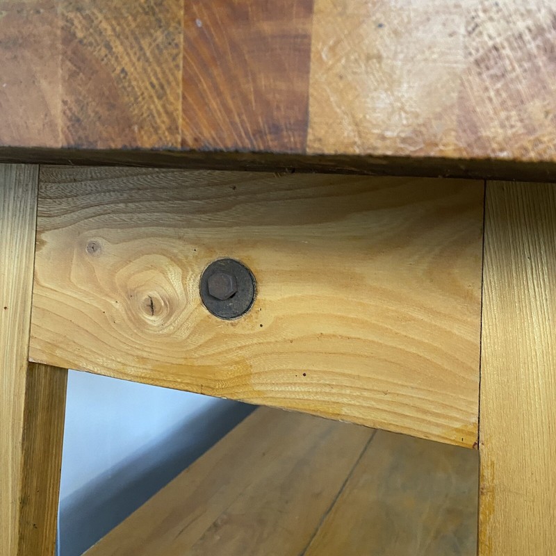 Vintage Antique Butcher Block Welded Michigan Maple Block Co Table Mid Century gallery