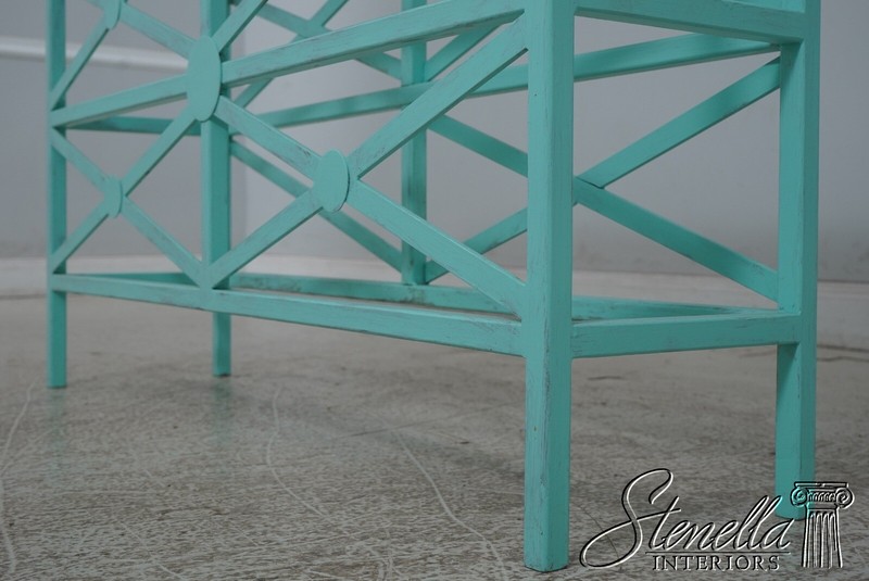 67438: EJ VICTOR Modern Design Verdigris Marble Top Metal Base Console Table gallery