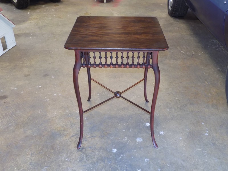 Antique Mahogany Spindle Side Table Duncan Phyfe Style Accent Table Refurbished gallery