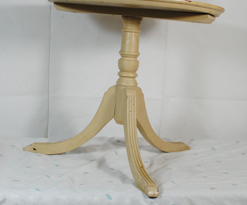 Antique Two-Tier Hand Painted Pedestal Claw Foot Shabby Chic Occasional Table gallery