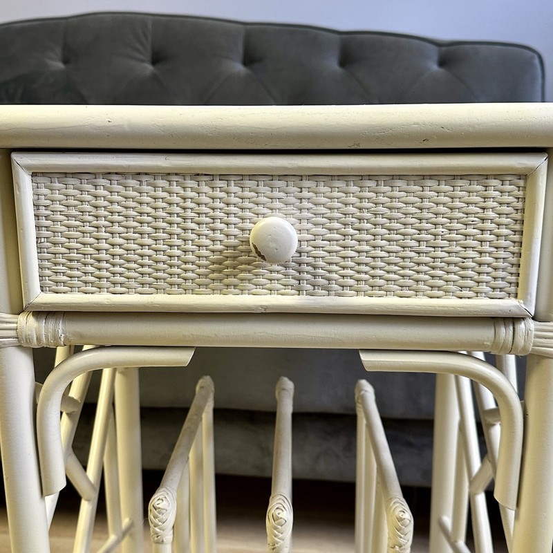 Bamboo Rattan Wood Side End Table Magazine Stand Boho 60’s 70’s Rustic 25” MCM gallery