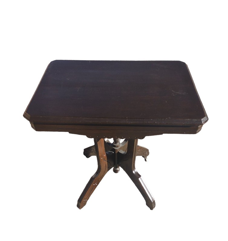 Antique Eastlake Victorian Side Table With Rollers