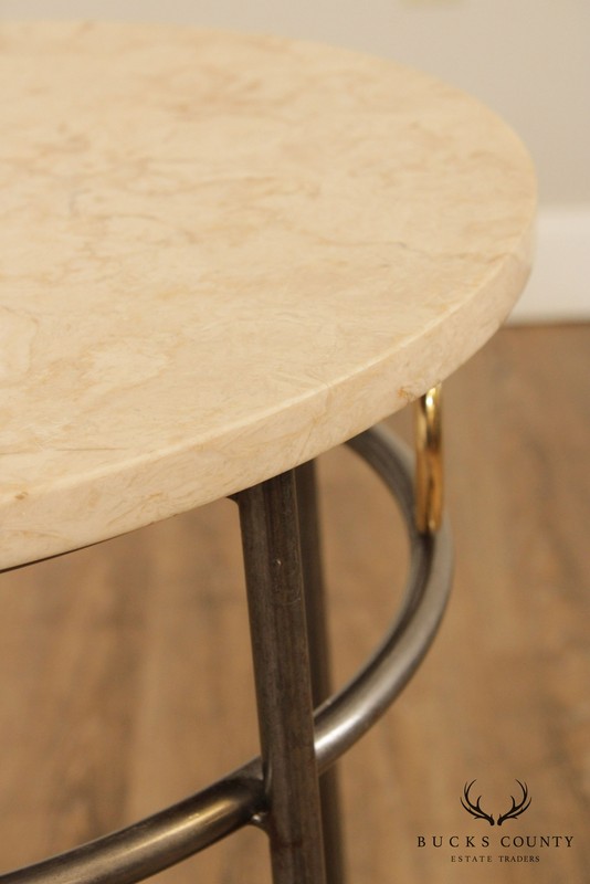 Forged Steel Base Round Marble Top Side Table gallery