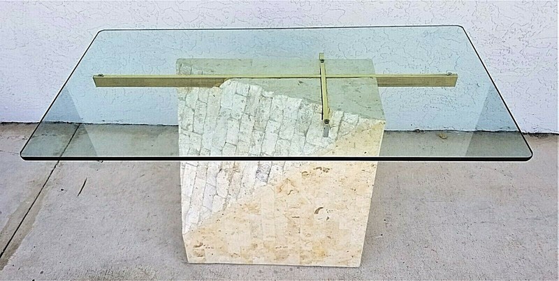 MCM MAITLAND SMITH Mactan Stone Tessellated Marble + Glass Coffee Cocktail Table gallery