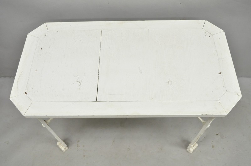 Antique Gothic Renaissance Wrought Iron Stretcher Base Potting Side Table (A) gallery