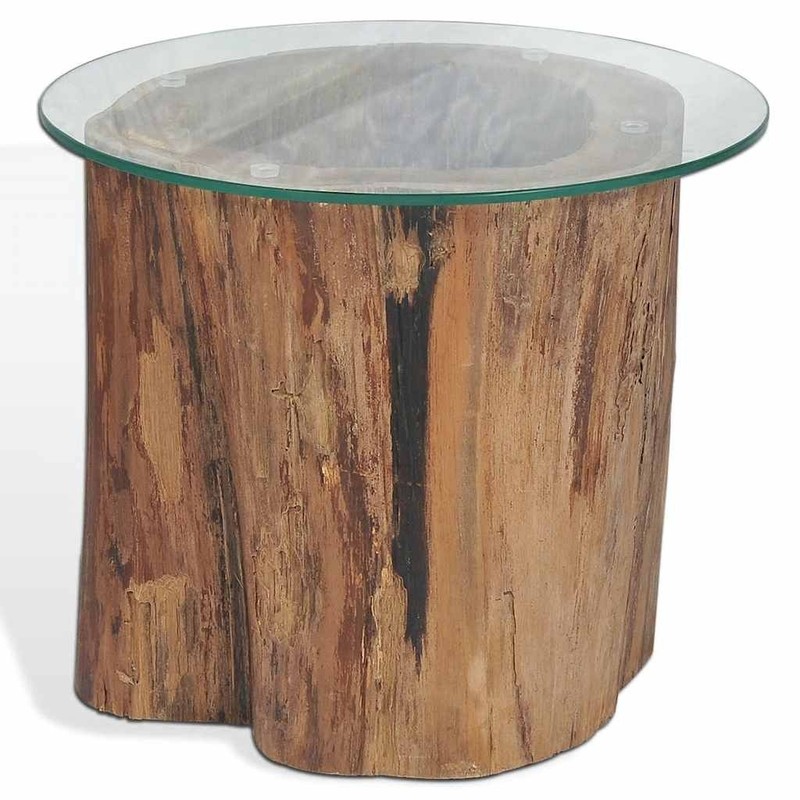 Coffee Table Round Sofa End Table Side Table Solid Wood Teak and Glass vidaXL gallery