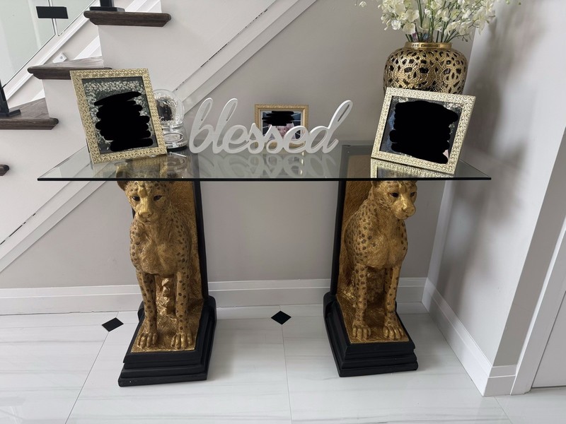 Ultra Long Luxury Mirrored Console Table Hallway Table w/ Thicken Tapered Legs gallery