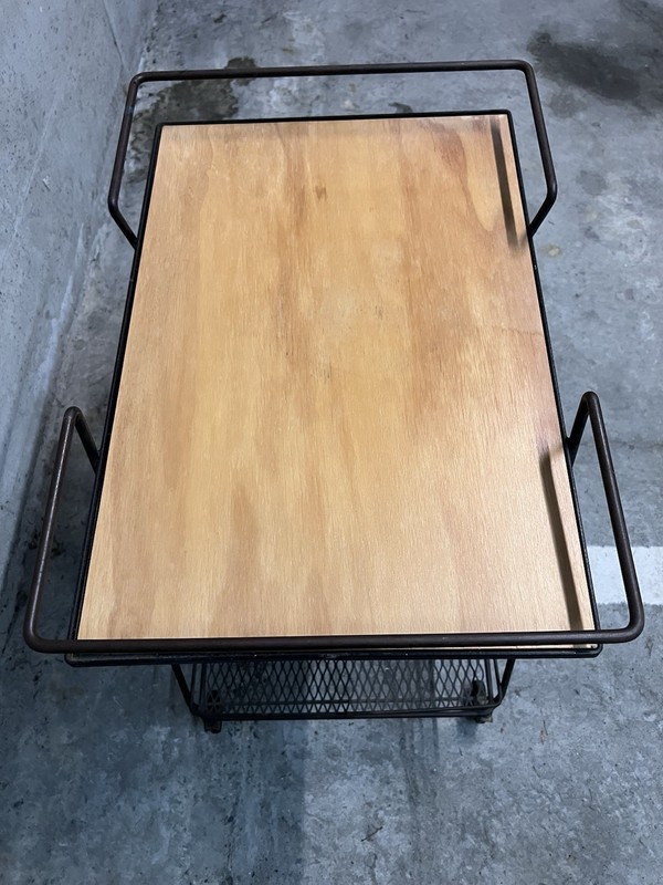 Mathieu Matégot Perforated Steel Trolly Cart Table Vintage MCM Circa 1950 gallery