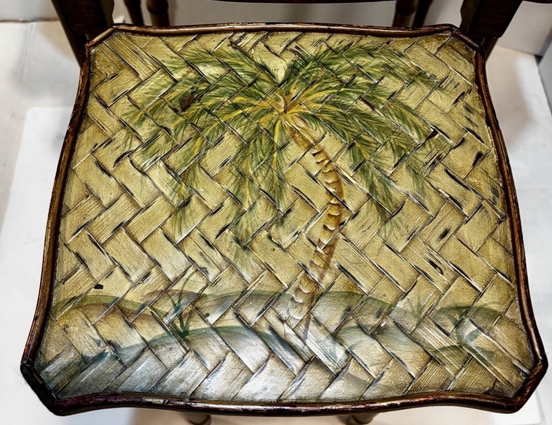 Vintage Boho Chic Faux Bamboo Nesting Tables 3 Pc Handpainted Chinoiserie Style gallery