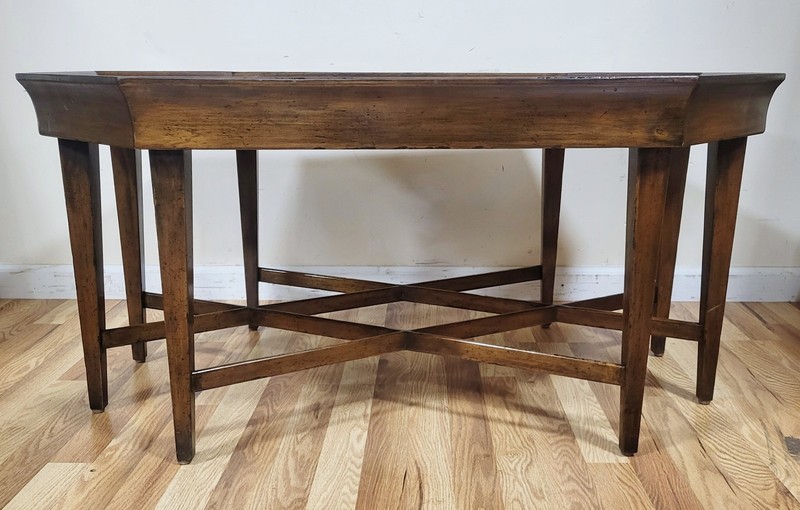ESTATE VINTAGE MAHOGANY REGENCY STYLE OCTAGONAL OVAL COFFEE TABLE gallery