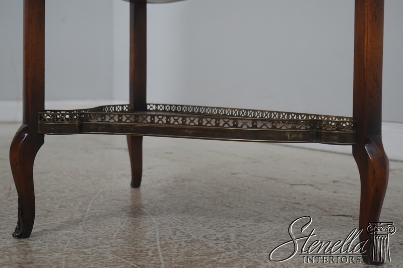 L72655: THEODORE ALEXANDER Leather Top 2 Tier Mahogany Triangle Table gallery