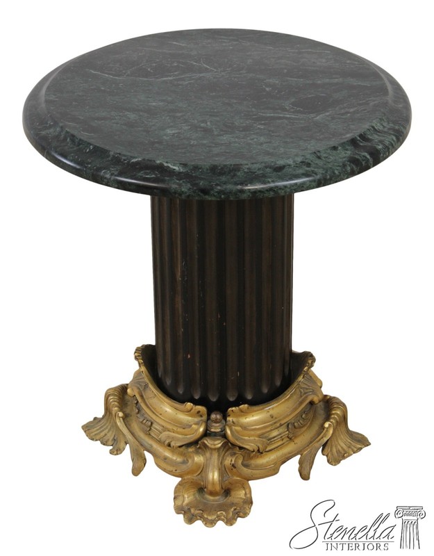 73150: Vintage Louis XVI Style Bronze Marble Top Pedestal Table