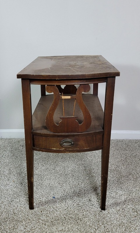 Vintage Mahogany Harp End Table