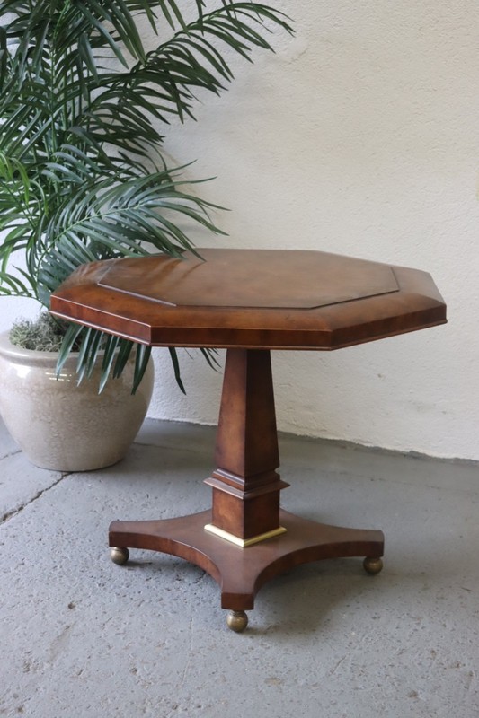 Vintage Burl Wood Octagonal Empire Revival Style Side Table