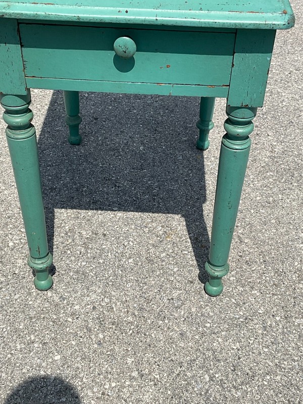 antique greem paint work table night stand drawer sheraton folk art 1830 gallery