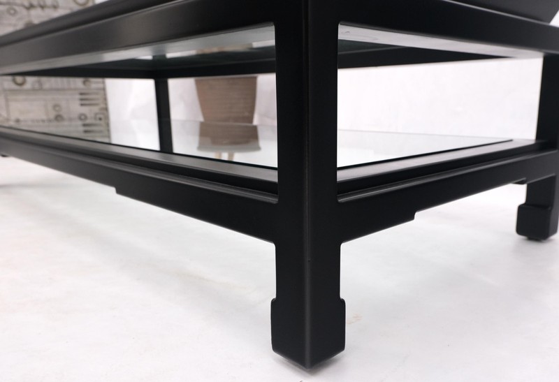 James Mont Rectangle Black Lacquer Glass Top Deco Mid Century Coffee Table gallery