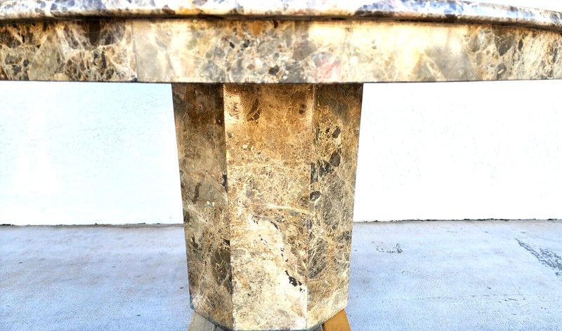 Marble Dining Table Faux Emperado Italian 1970s 55" gallery