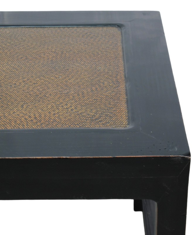 Rattan Top and Black Lacquer Square Vintage Accent or Side Table gallery