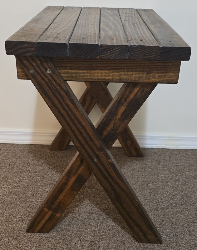 Antique Sawbuck Primitive Table Wood Side Plant Stand Trestle X Leg Cross Rustic gallery