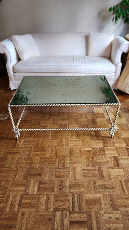 Vintage ITALIAN Mid-Century MODERN Wrought IRON ROPE Design Coffee Table gallery