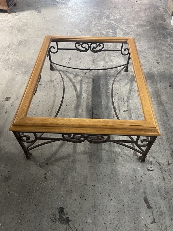 Drexel Heritage Wrought Iron, Wood Trim And Bravled Glass Top gallery