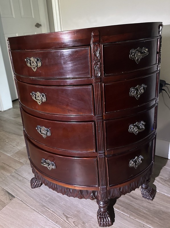 Vintage Demilune Console Table Dresser Chest twelve drawers carved claw feet gallery