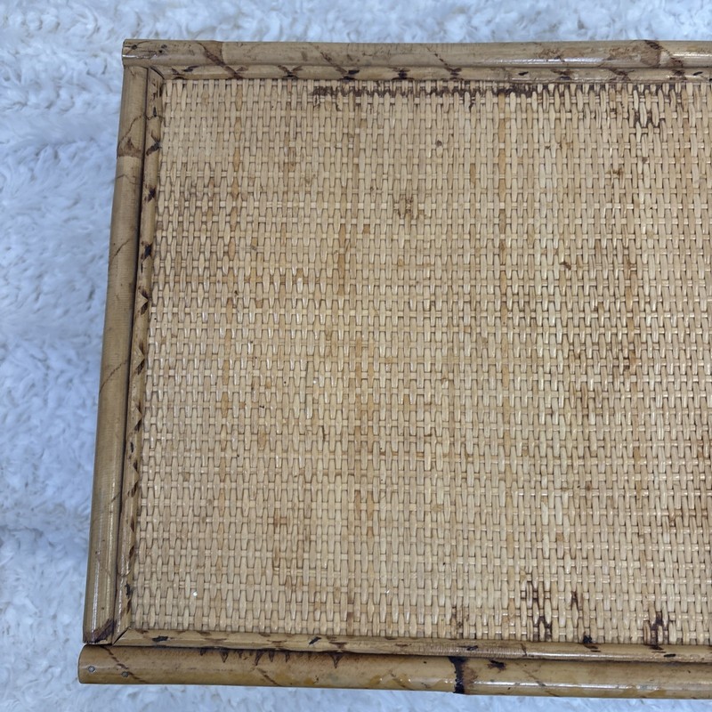 VTG 1970s Bamboo and Rattan Bed Tray Breakfast Tray Lap Desk Cup Magazine Holder gallery