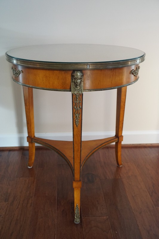 John Widdicomb Egyptian Revival Round Wood Side Tables