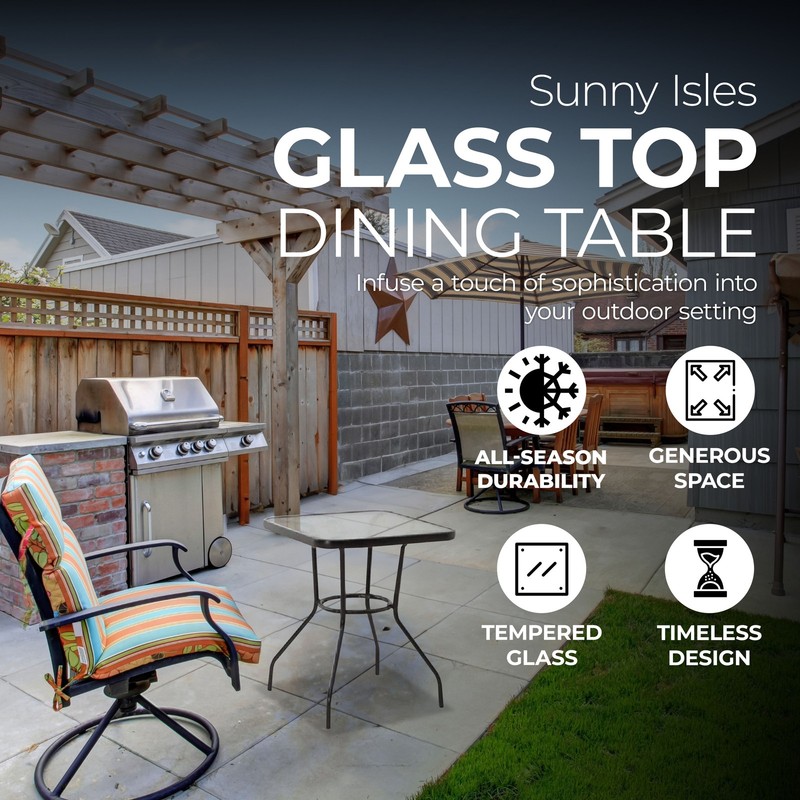 Four Seasons Courtyard Sunny Isle Glass Top Dining Table with Tempered Glass gallery