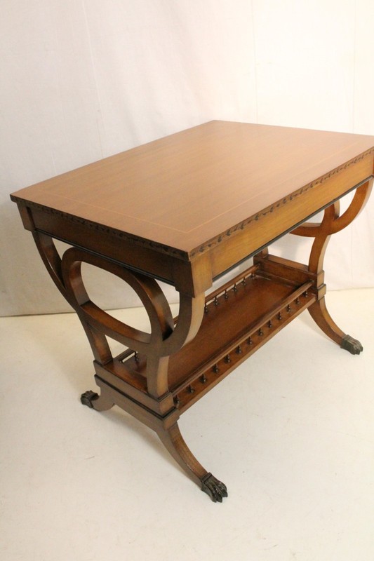 Lovely Regency Style Inlaid Fruitwood Sofa Hallway Table, c. 1940 gallery