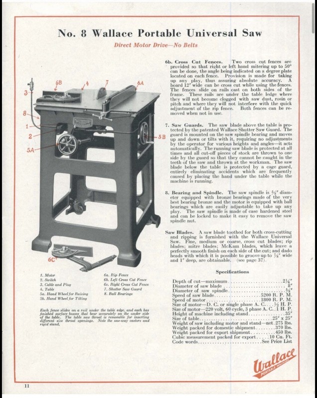 Very Rare Antique 1920s J.D. Wallace & Co. "Universal" table saw No. 8 gallery
