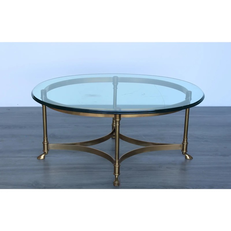 Hollywood Regency Brass Coffee Table With Hooved Feet, Brass Coffee Table gallery