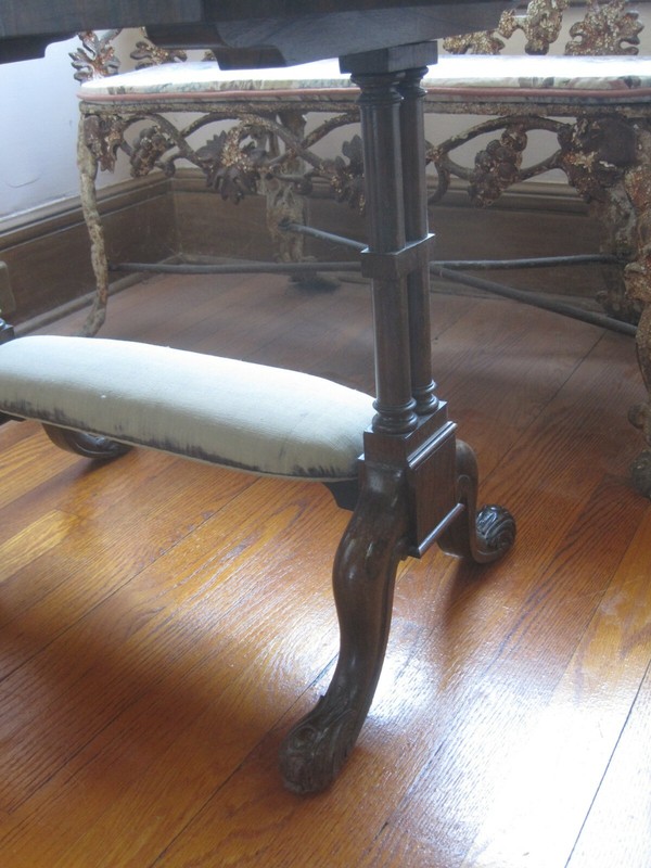 Antique Table Walnut Five Hand Painted Scenes with Glass Top 1840's gallery