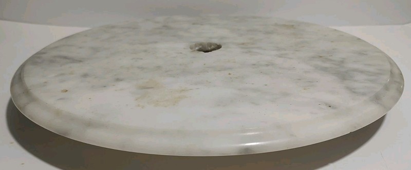 Vintage 15" Italian Marble Table Top (Italy) White & Gray Veining gallery