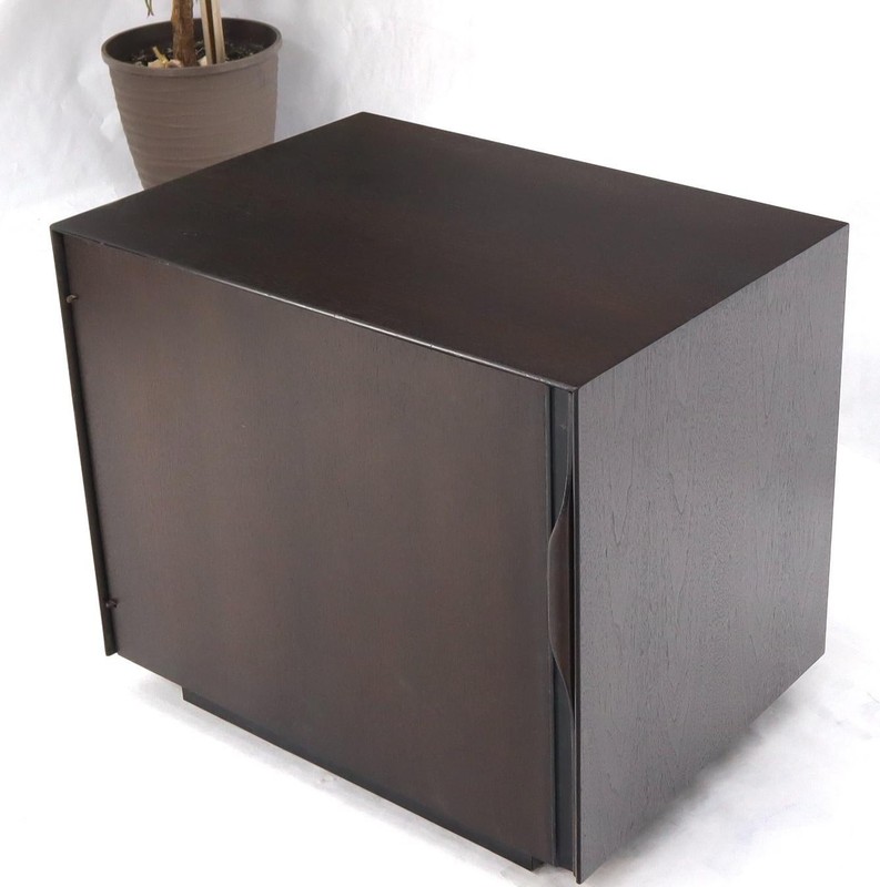 Mid-Century Modern Cube Shape Compact Liquor Cabinet End Table Espresso Finish gallery